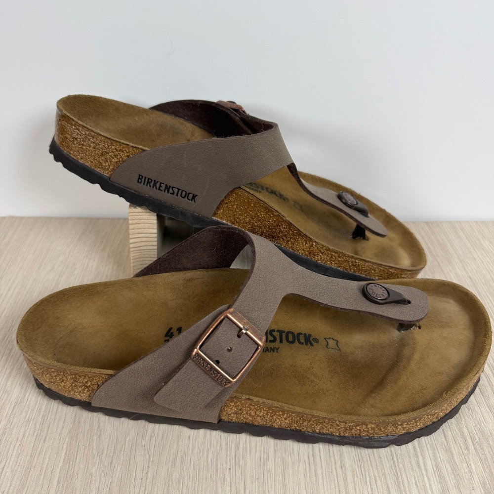 Sandals Birkenstock Gizeh Unisex 41 Mocha Brown Birkibuc Thong Comfort T-Strap